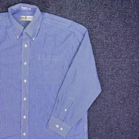 VTG Fairway & Greene Shirt Men L Blue Stripe Club Long Sleeve Preppy Golf Button - Picture 11 of 16